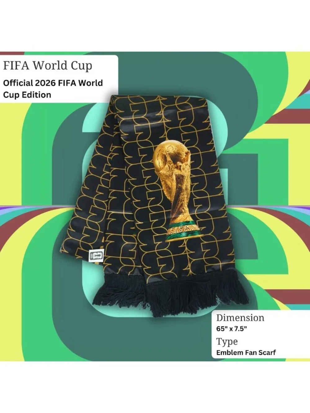 FIFA World Cup 2026 Trophy Scarf - Polyester Gameday Fan Accessory for All